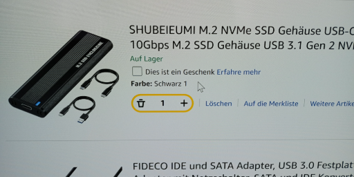 SHUBIEIUM M.2 NVMe SSD Gehäuse USB-C 10Gbps
