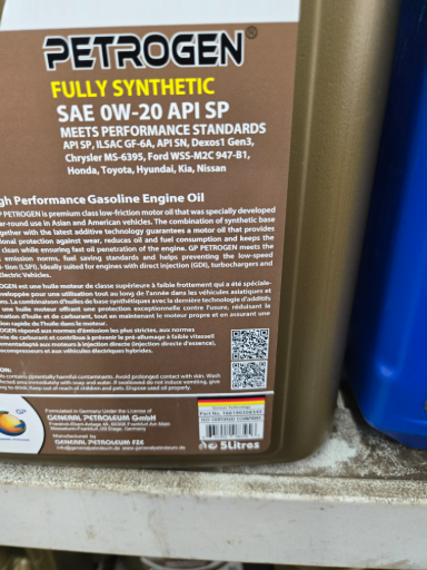 GP Petrogen Fully Synthetic 0W-20 API SP Engine Oil