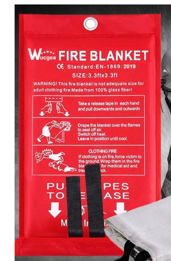 Wucgea Fire Blanket for Home and Kitchen - 4 pack Safety Fiberglass Emergency Fire Blankets Suppression Flame Retardant for School Fireplace Grill Car Office Garage Welding Warehouse 3.3ft x 3.3ft