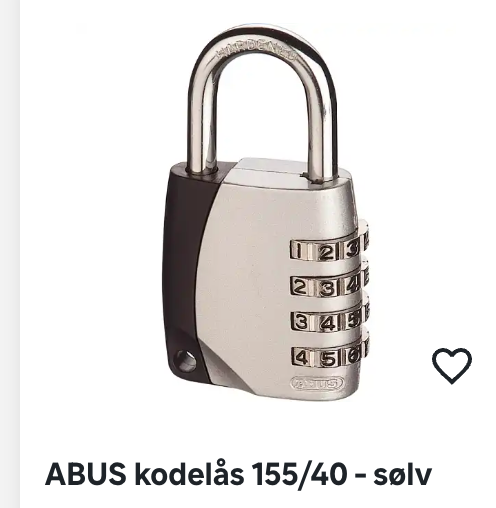 ABUS kodelås 155/40 - sølv
