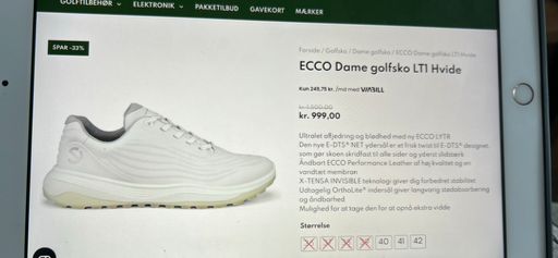 ECCO Dame golfsko LTI Hvide