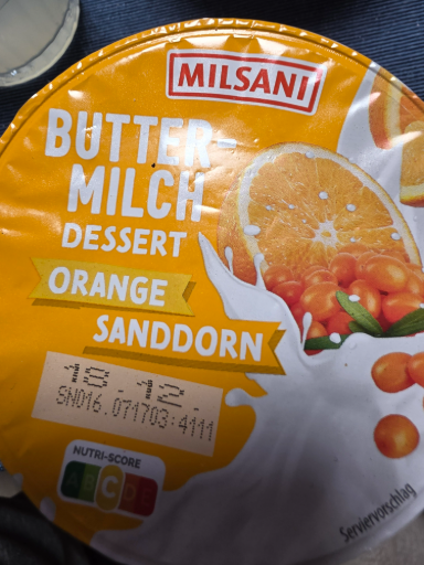 Milsani Buttermilch Dessert Orange Sanddorn