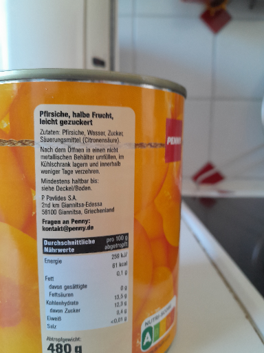 Penny Pfirsiche Halbe Frucht Leicht Gezuckert