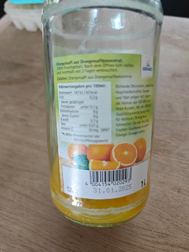 BIO PRIMO Bio Orangensaft aus Orangensaftkonzentrat 1L