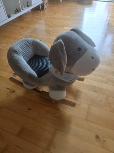 Qaba Kids Ride on Rocking Horse Plush Toy with Realistic Sounds and Red Scarf