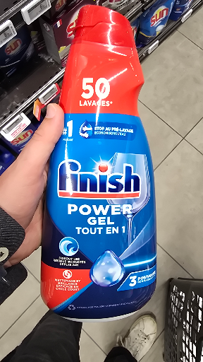 Finish Power Gel Tout en 1 Gel de Vaisselle Dégraissant Parfum Citron