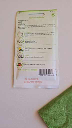 Keimschutzsachet Dill Samen