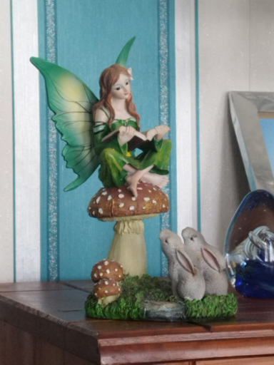 Mushroom Fairy with Bunny Figurine