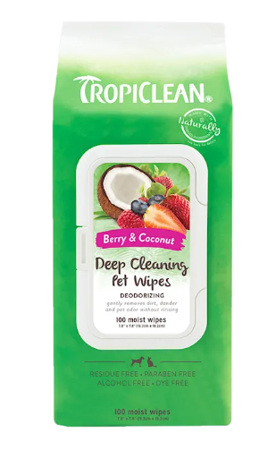 TropiClean Deep Cleaning Pet Wipes - Berry & Coconut