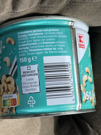 Cashewkerne geröstet und gesalzen