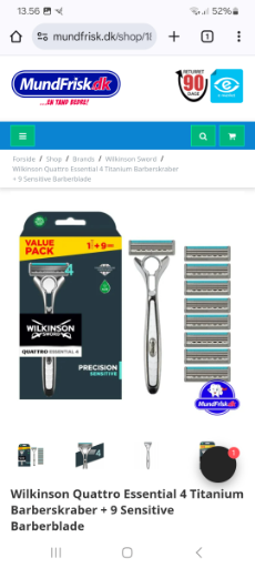 Wilkinson Quattro Essential 4 Precision Sensitive Razor + 9 Replacement Blades