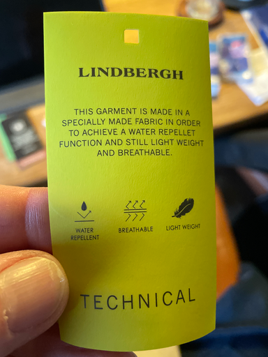 Lindbergh garment tag