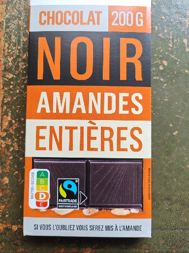 Chocolat Noir Amandes Entières