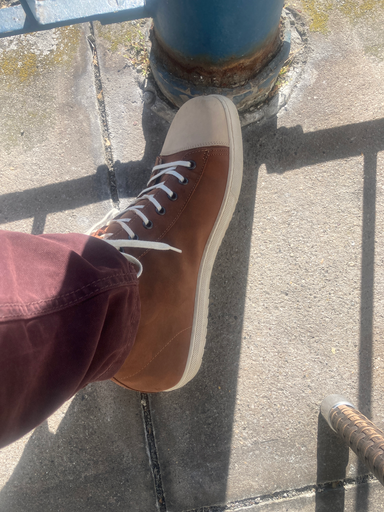 COTTON HIGH-TOP SNEAKERS - Brown