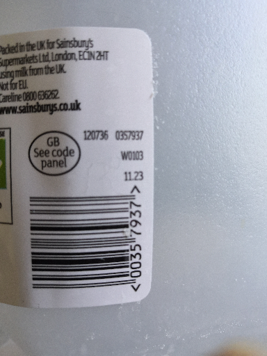 Sainsbury's British Whole Milk 1.13L
