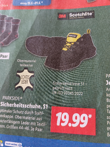 PARKSIDE Men's Safety Shoes S1 with 3M Scotchlite Reflective Elements