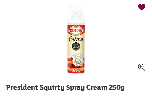 President Squirty Spray Cream