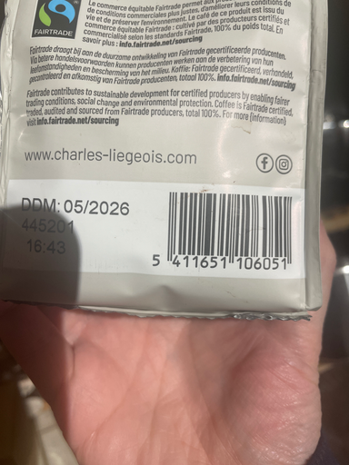 Charles Liégeois Coffee Beans Mano Mano 1 kg