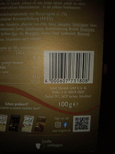 Lübecker Schokolade mit Reiscrisps
