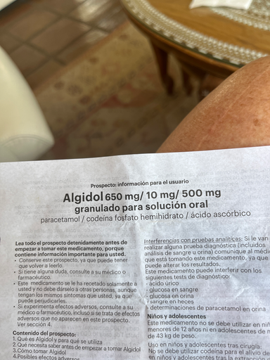 Algidol 650 mg/10 mg/500 mg granulado para solución oral