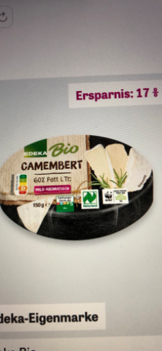 Deka Bio Camembert cheese