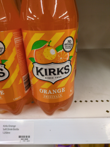 Kirks Orange Soft Drink Bottle 1.25L