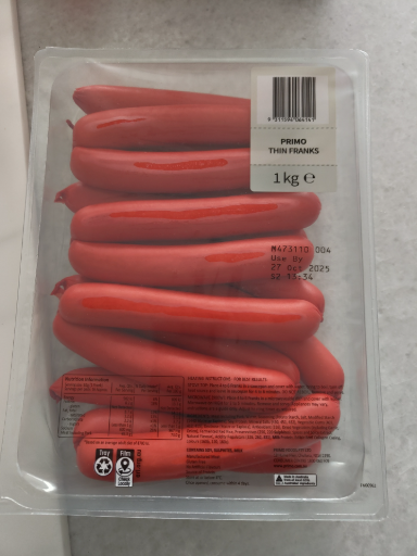 Primo Thin Franks hot dogs