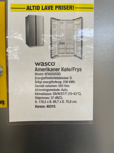 Wasco Amerikansk Køle/Frys