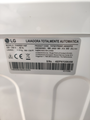 LG F4WM6511A6F Front Load Washing Machine