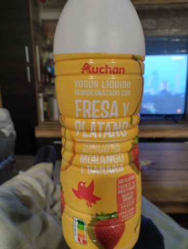 Auchan Yogur Líquido con Fresa y Plátano