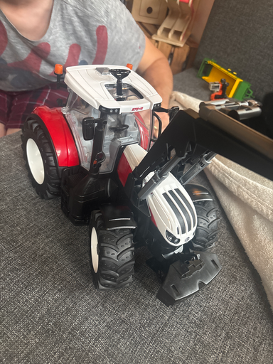 Pink 12V7AH Battery-Powered Toy Tractor with Trailer